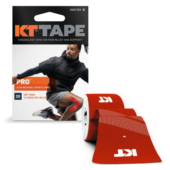 KT Tape, Pro Ruban Synthétique Kinésiologie Athlétique, 20 Unités, Bandes Pré-Découpées 10, Rouge Rage