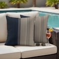 thumbnail image 4 of Navy Blue Black Stripe Outdoor Waterproof Pillow Covers, Contemporary Clean-lined Abstract Decorative Square Throw Pillowcase Sofa Cushion Sham for Patio/Couch/Chair, 24"x24" 2 Pack, 4 of 8