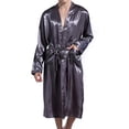 thumbnail image 2 of Men's Satin Kimono Robe Silk Classic Long Bathrobe Pockets Lightweight Loungewear, 2 of 6