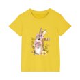thumbnail image 4 of Riecok Easter Bunny Shirt Toddler Boys Girls Short Sleeve Tops Kids Summer Clothes Boys or Girls Toddler T-Shirt 3 T Yellow, 4 of 5