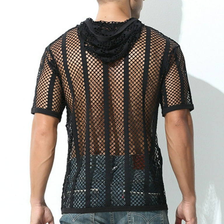 Men's Sheer Mesh Button Up Shirt See Through Short Sleeve Men's Sheer Mesh Button Up Shirt See Through Short Sleeve