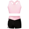 thumbnail image 3 of MSemis Kids Girls Workout Set Racer Back Sports Bra with Shorts Yoga Sports Set Pink 4, 3 of 5