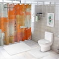 thumbnail image 7 of Shiartex  Peach Shower Curtain, Abstract Contemporary Brush Strokes in Rectangle Shapes Grunge Artwork, Cloth Fabric Bathroom Decor Set with Hooks, Coral Orange and Ecru White, 7 of 7
