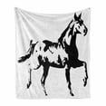 thumbnail image 1 of Animal Soft Flannel Fleece Throw Blanket, Animal Theme a Running Horse Silhouette Illustration in Monochromatic Style, Cozy Plush for Indoor and Outdoor Use, 70" x 90", Black and White, by Ambesonne, 1 of 6