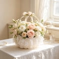 thumbnail image 3 of KojanyuFaux Rattan Flower Basket with Handle, Multi Functional Storage Fruit Basket for Weddings Parties Celebrations, 3 of 6