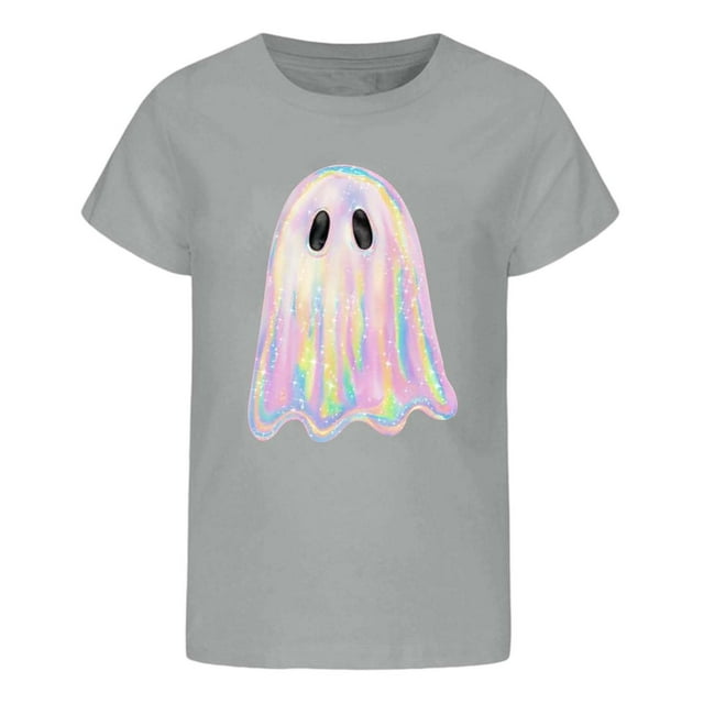 T-shirt Imprimé Halloween pour Enfants, Manches Courtes Confortables pour Garçons et Filles
