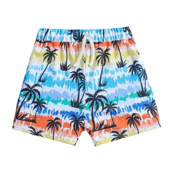 Stretchable Quick-Dry Adjustable Waist Polyester Swimming Print Shorts Swimwear Bottoms (Men's)