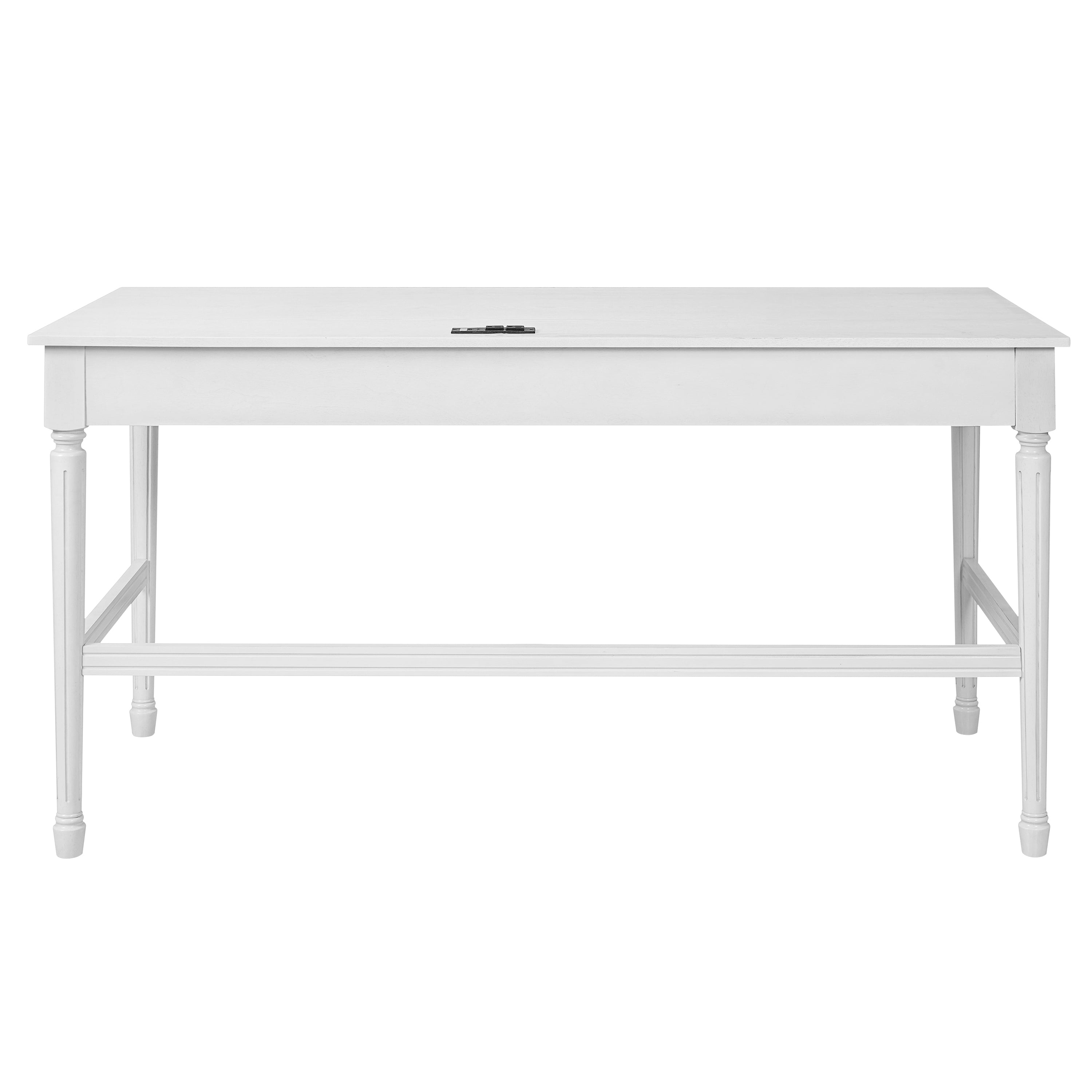 Euroco 60" Solid Wood Writing Desk with 2 Drawers,Home Office Workbench Desk,Small Computer Work Study Table,Vanity Table for Living Room,Bedroom,White