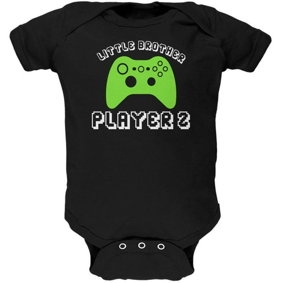 Little Brother Player 2 New Gamer Soft Baby One Piece Black 9-12 M