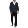 thumbnail image 2 of INSPIRE CHIC Men's V Neck Long Sleeved Button Down Knit Cardigan Sweaters with Pockets S Navy Blue, 2 of 5