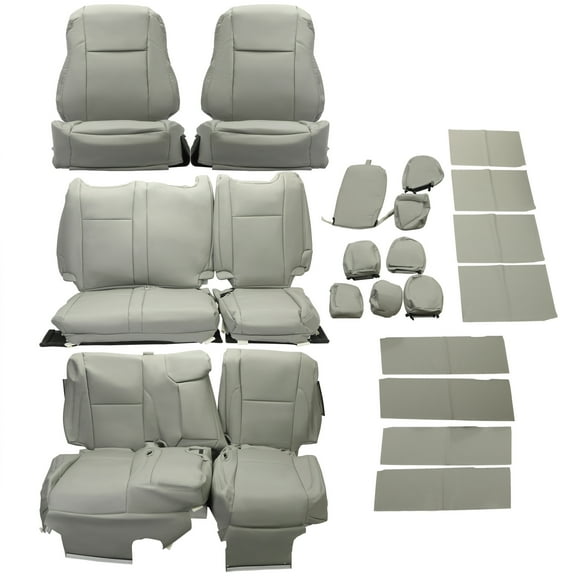 Front & Rear Full Set Seat Covers For Toyota Highlander LE Hybrid 2014-2019 Gray