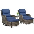 thumbnail image 5 of Opohoro 5-Piece Patio Conversation Set with Swivel Chairs, Ottomans and Side Table, Deep Seat Wicker Outdoor Seating for Porch, 5 of 10