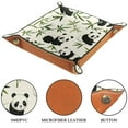 thumbnail image 3 of Women Girls Leather Square Dish Trinket Plate Jewelry Tray for Mothers Day Birthday Gift, Cute Bamboo Panda Pattern, 3 of 6