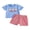 Blue, variant on BemeyourBBs Toddler Baby Boy Baseball Outfits Infant Boys Summer Clothes Letter Baseball Embroidery Short Sleeve T Shirt and Plaid Shorts Set
