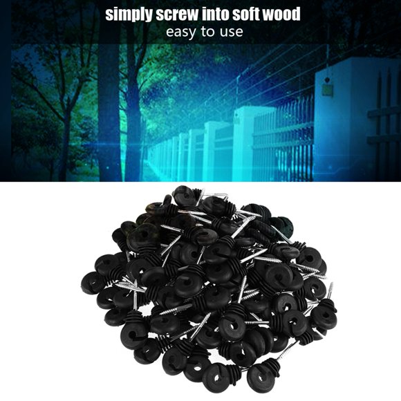 Black Electric Fence Insulator Screw,100pcs Short Screw Type  Insulator, Electric Farm Fence Accessory