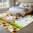 thumbnail image 5 of Spring Sunflowers Area Rugs Collection 5'x7', Country Bicycles Yellow Flowers Wooden Non Slip Indoor Rectangle Throw Runner Rug Floor Mat Carpet for Living Room Dining Table Bedroom Nursery, 5 of 9