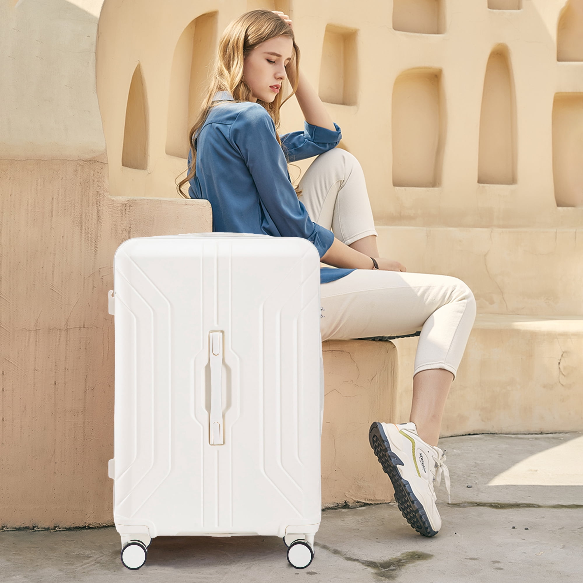 ABS Spinner Wheel Luggage, Carry on Suitcase with TSA Combination Lock