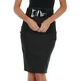 thumbnail image 1 of Sakkas Petite High Waist Shirred Stretch Pencil Skirt with Wide Belt - Charcoal - Large, 1 of 4