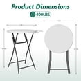thumbnail image 4 of WASUHE 32in Folding Cocktail Table, Round Plastic Bar Height Folding Table w/Thick Table Top, Ideal for Parties, Patio, Backyard, Dining, Wedding, 400lb Capacity, White, 4 of 11