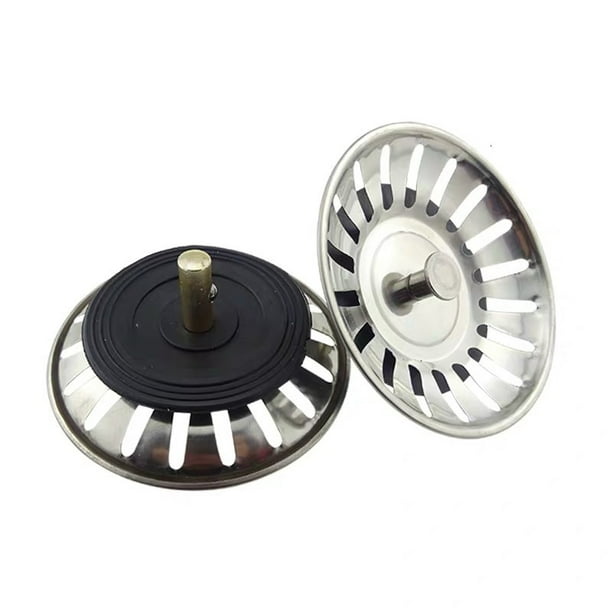 Desagüe del fregadero y accesorios, colador de fregadero de cocina de acero inoxidable de 8 cm, tapón de fregadero de doble capa, escurridor de fregadero para cocina y baño, 2 piezas