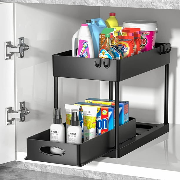 AnTom 2Tier Under Sink Organizer with Sliding Storage Drawer, Under