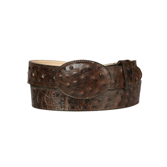 Men’s El General Cowboy Belt Imitation Ostrich Leather - Brown 45261