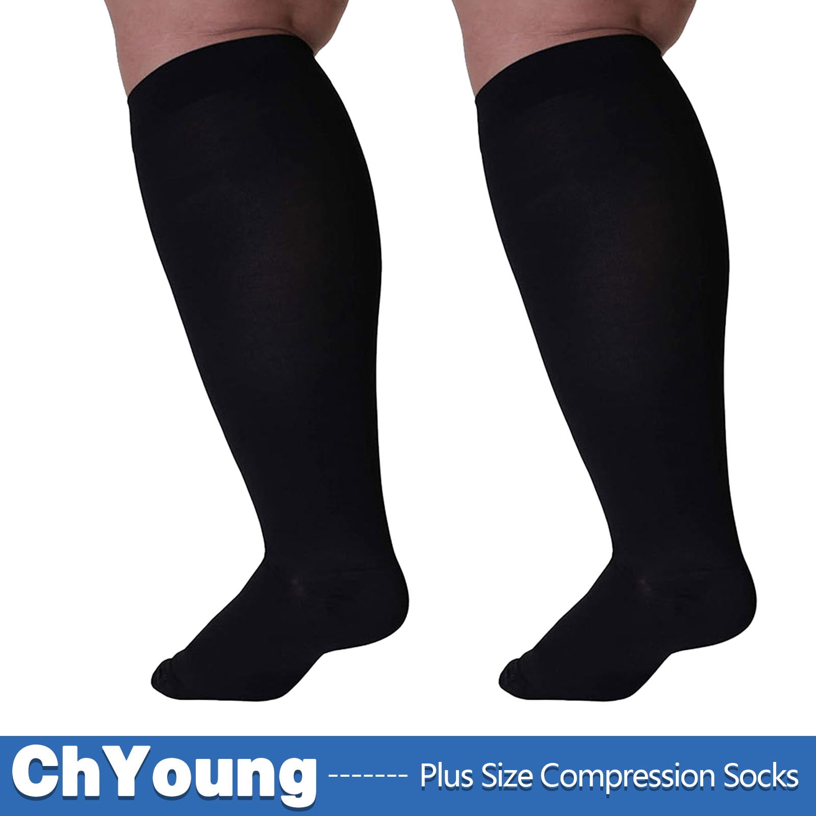 (2 Pack) Compression Socks 3XL for Plus Size Ankles and Extra Wide Calf