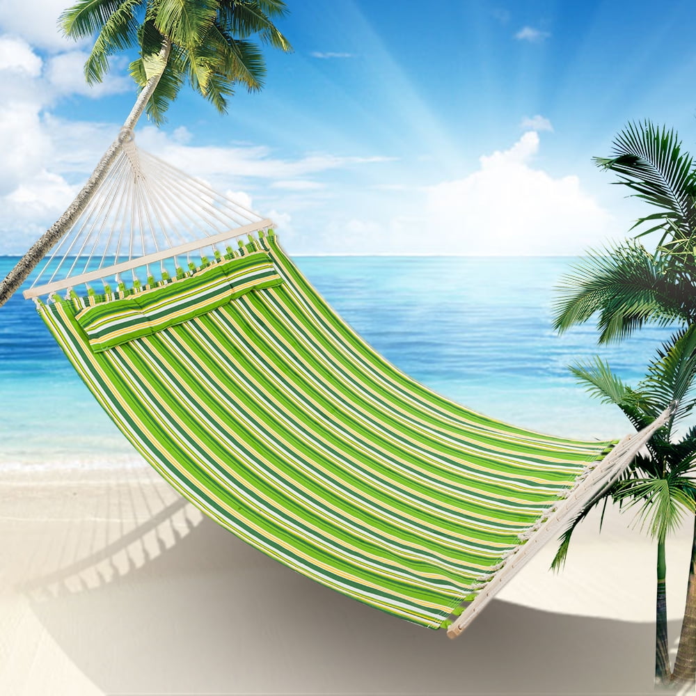 UBesGoo Quilted Double Fabric Hammock With Pillow Spreader Bar
