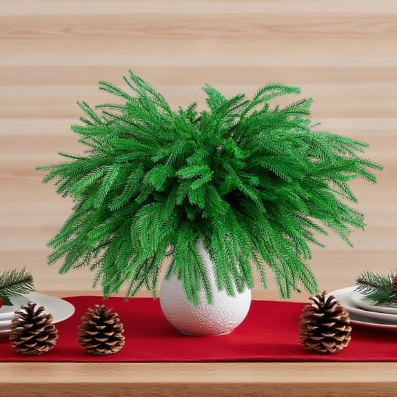 Lumikrypt 6 Pcs 18" Artificial Norfolk Pine Branches, Real Touch Fake Greenery, Norfolk Pines Stems Sprigs for DIY Crafts Wreath Garland Decor(Suitable for Office & Living Room Decor)