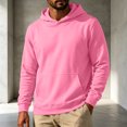 thumbnail image 4 of Trgacdwlo Mens Fleece Hoodies Fall Winter Fuzzy Hoodie Sweatshirts for Men Plain Long Sleeve Flannel Mens Pullover with Pocket Pink XXXL, 4 of 5