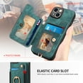 thumbnail image 5 of SaniMore for iPhone 14 Plus Wallet Case, [RFID Blocking] Elastic Card Slot Vehicle Magnetic PU Leather Ring Holder & Lanyard Stand Money Pocket Protective Cover for iPhone 14 Plus, Green, 5 of 12