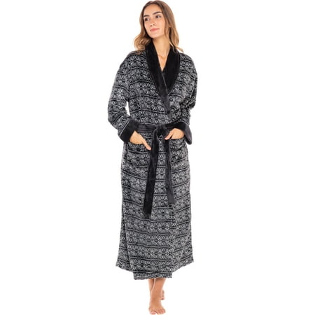 

Alexander Del Rossa Womens Bathrobe Moroccan Black S-M