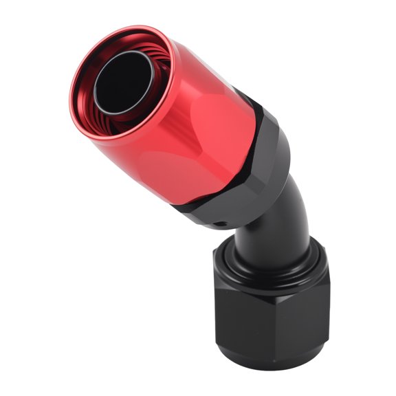 Unique Bargains 12AN 45° Hose End Fitting Black Red for CPE Braided Hose Fuel Line Adapter, Slant Bend Fitting Hose End Adapter, Aluminum Alloy Fuel Line Fitting, Quick Rotation Detachable