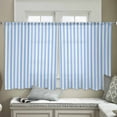 thumbnail image 4 of Blue White Stripe Semi Sheer Curtains 45 Inch Length 2 Panels Set, Modern Minimalist Geometric Striped Sheer Kitchen Curtain Privacy Voile Window Curtain for Living Room Bedroom Rod Pocket Drapes, 4 of 7
