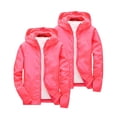 thumbnail image 3 of DxhmoneyHX Girls 2 Pack Full Zip Hooded Rain Jacket Long Sleeve Waterproof Windproof Soft Shell Coat Lightweight Windbreaker for Camping Cycling 4‑12 Years, 3 of 8
