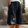 thumbnail image 2 of Plebaso Casual Shorts Womens Knee Length Loose Print Shorts Elastic Waist Wide Leg Shorts with Pockets, 2 of 7