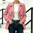 thumbnail image 2 of Riecok Pea Coats for Women Long Sleeve Button down Jackets Lapel Collar Overcoat Warm Casual Winter Outerwear M, 2 of 6