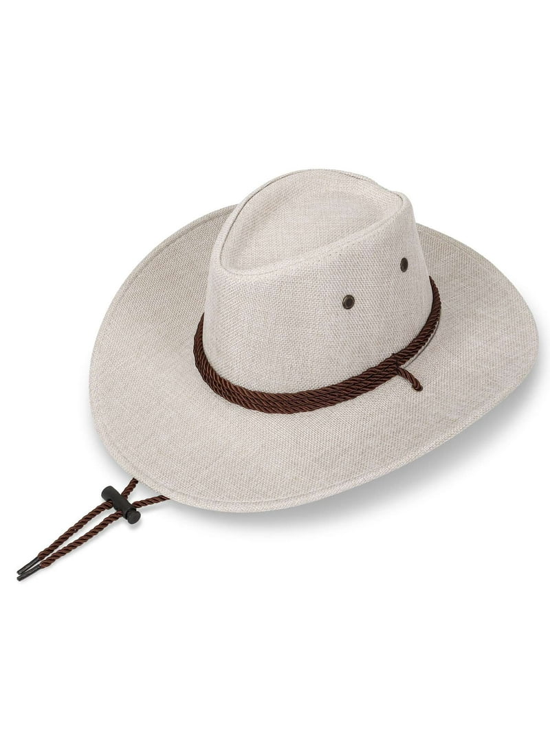 Vintage Wide Brim Cowboy Hat with Adjustable Drawstring hirigin Women Men Patchwork Cowboy Hat, Vintage Style Rolled  main image 2