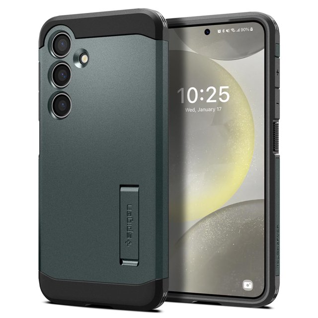 Funda Spigen Tough Armor para Galaxy S24 con soporte, color verde