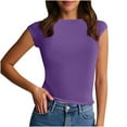 thumbnail image 2 of BLCHUNen Débardeurs pour Femmes Tendance Sans Manches Extensible Col Rond Ajusté Décontracté Extérieur Mode Été, 2 of 7