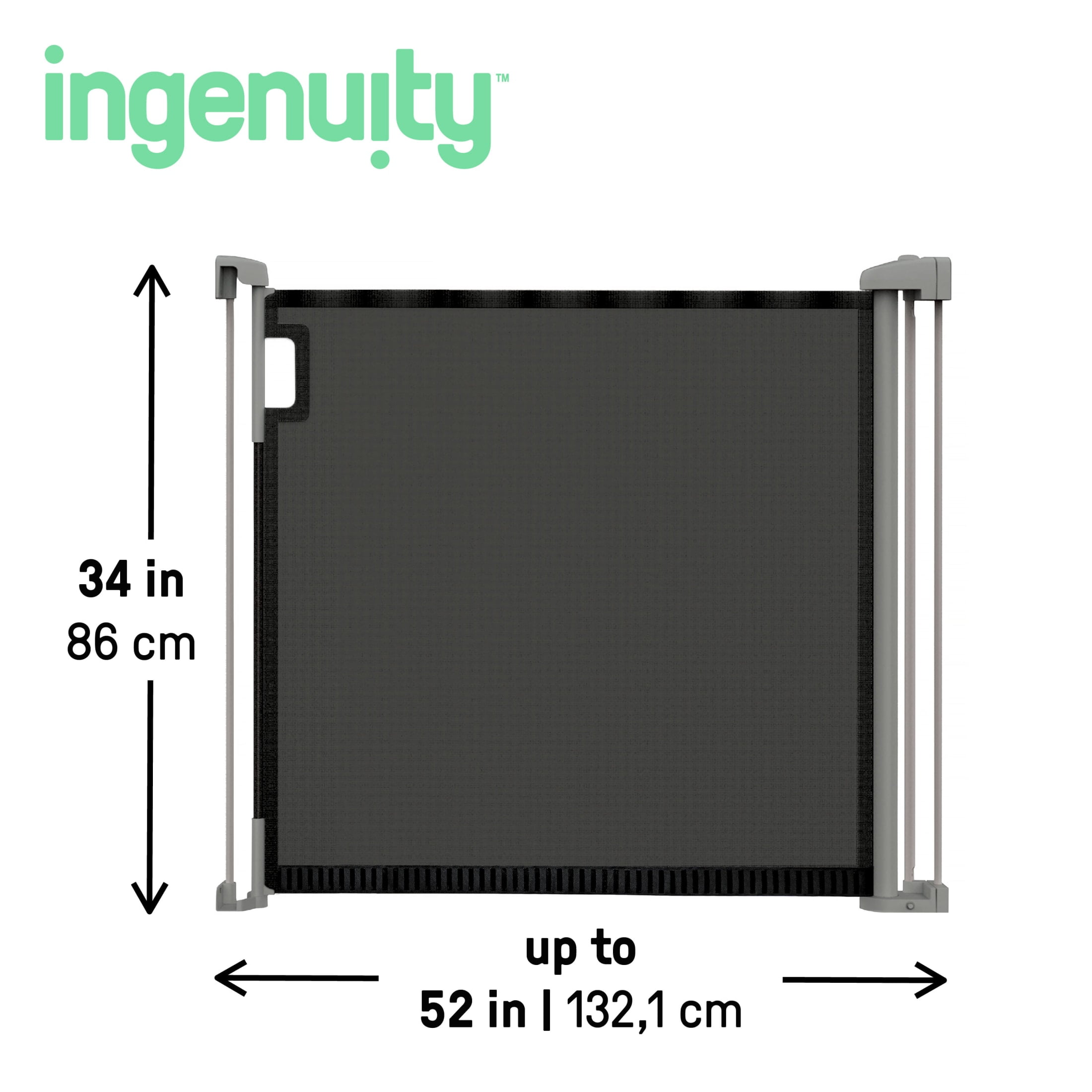 Summer by Ingenuity The Thruway 52W Series Pet and Baby Retractable Gate with Tuck Away Black Mesh Panel, Fits Openings up to 52 Inches Wide, Ages 6-24 Months