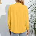 thumbnail image 4 of AherBiu Fall Going out Tops for Women Button down V Neck Shirts Long Sleeve Solid Color Basic Blouse Shirt, 4 of 4
