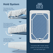 Bed Scrunchie 360-Degree Adjustable Sheet Strap with 8 Clips, Bed Sheet Holder For Wrinkle-Free Sheets – Fits All Bed Sizes