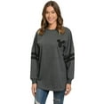 thumbnail image 3 of Mickey Mouse Sweatshirt Disney Womens Long Sleeve Oversized Jersey Charcoal Gray, 3 of 8