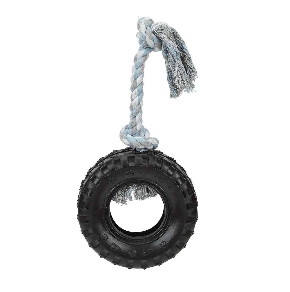 Mighty Tire Dog Toy 16" Rope Tough Rubber Textural Gum Massaging Tug Toss Fetch (3 Toys)
