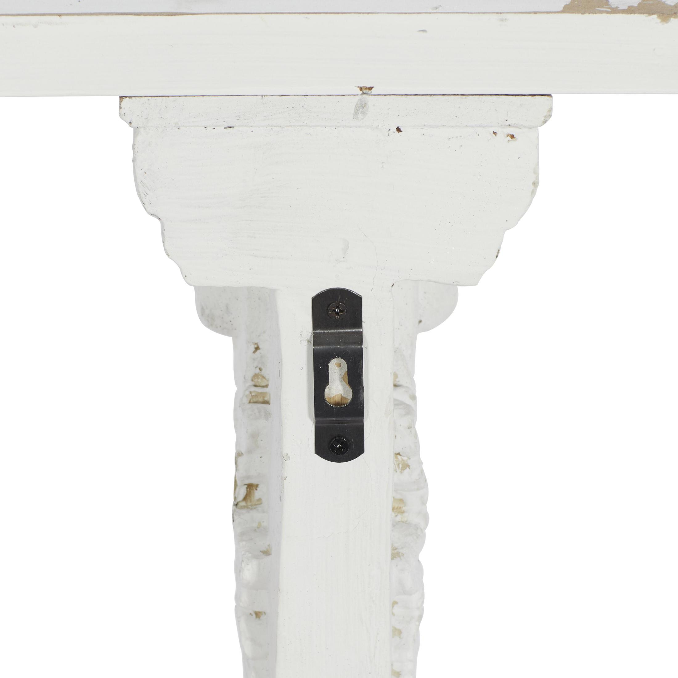 DecMode 31" x 7" 1-Tier White Scroll Wall Shelf