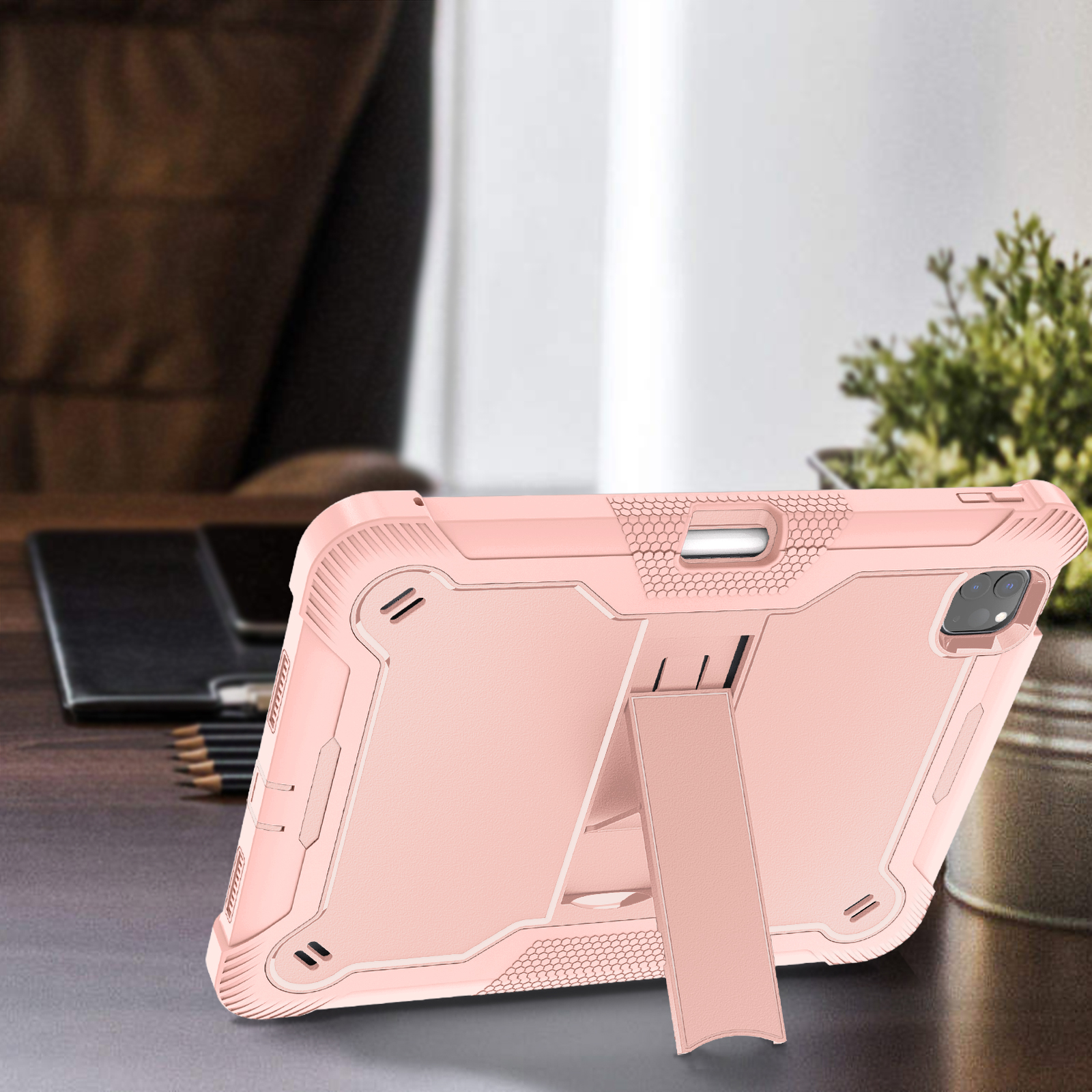 Casetego for iPad Pro 11 Inch Case M4 (2024) 5th Generation with Pencil Holder & Kickstand, Heavy Duty Military Grade Full-Body Shockproof Rugged Protective Cover for iPad Pro 11 Inch M4,Rose Gold