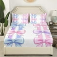 thumbnail image 3 of Erosebridal Cute Bow Sheet Set Full, Dreamy Bow Tie Bedding Sets Full Size, Princess Bowknot Ribbon Stripe Home Decor 4-Piece, 3 of 7