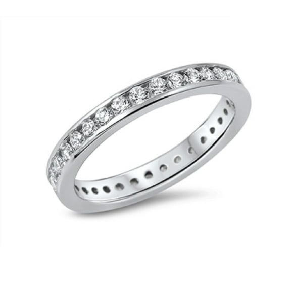 Eternity Channel Cubic Zirconia Ring Sterling Silver 925