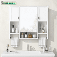 thumbnail image 2 of Tcbosik Wall Mounted Medicine Cabinet with Mirror, Storage Cabinet with Hanging Rod, Accent Cabinet with Doors and Adjustable Shelves for Kitchen, Living Room, Space Saving, White, 2 of 11